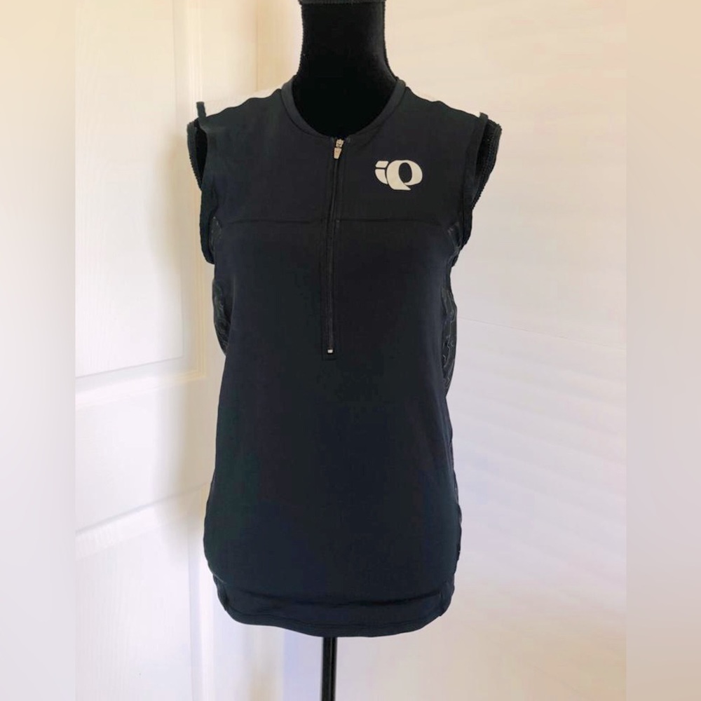 Pearl Izumi Sleeveless Bicycle Cycling Jersey Mens L 3/4 Zip Shirt White /Black
